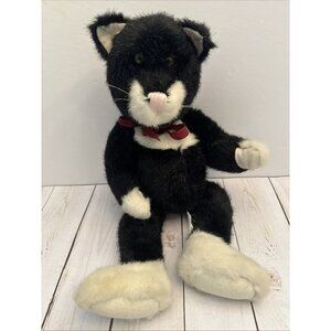 1985 Boyds Collection Rabbit Cat Black White Beanie Collectible Pellets 16” VGUC